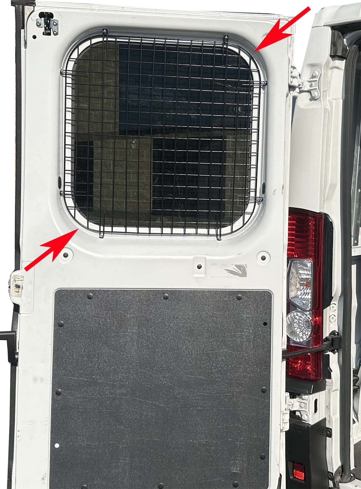 RAM ProMaster rear window screens - screen installed inside a rear hinged door